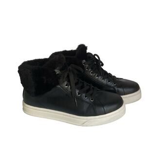 Koolaburra by UGG High Top Sneakers  Black Leather Fur Lined Size 7 US 38 EU